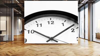 Black and white clock. Round wall clock - time to work concept Wall mural