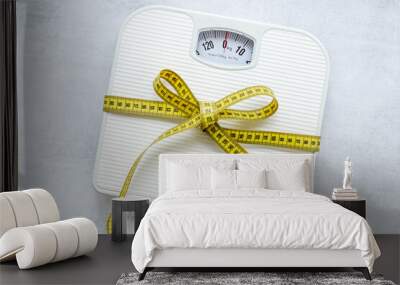 Check your body shape with weight scales and tape measure Wall mural