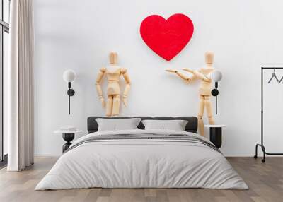 Connection couple - two wooden mannequin figurine communication Wall mural