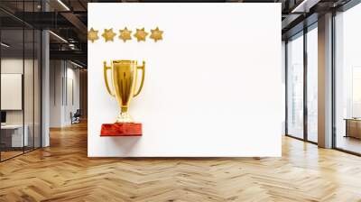 Five stars rating and winner trophy cup. Award and success concept Wall mural