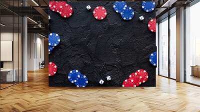 Gambling chips for playing poker. Casino game background Wall mural