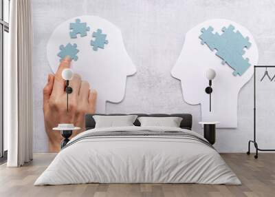 Human communication concept with two paper human heads Wall mural