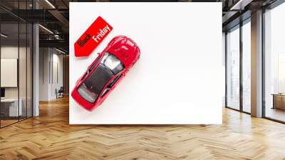 Sale of cars. Price sale label with small car model Wall mural