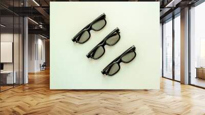 Set of glasses in optics store, top view. Eyesight and vision concept Wall mural