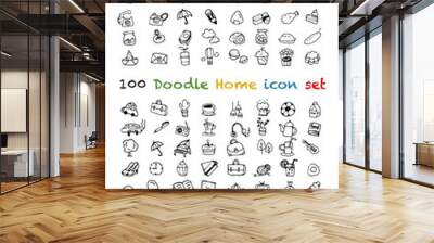 100 Vector new Doodle Icons Universal Set Wall mural