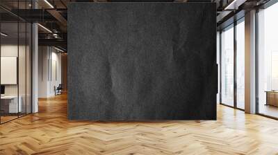 Blank Recycled creased wrap black color paper texture background Wall mural