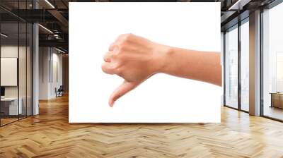 hand with thumb down gesture, isolated Wall mural