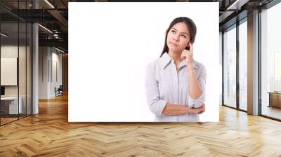 woman thinking, looking up with stressful expression Wall mural