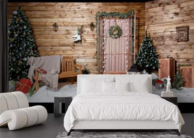 Room Christmas Tree, Xmas Home Interior Decoration, Toys, Christmas decorations Wall mural