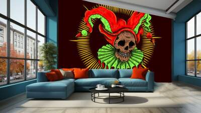 Clown skull vector illustration Wall mural