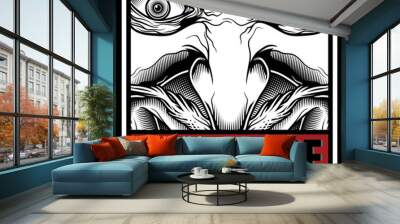 demon with text hand drawing vector Wall mural