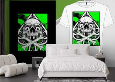 T-shirt template, fully editable with skull vector Wall mural