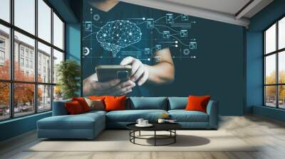 Cutting-edge tech (AI, data access, 5G) drives business success, growth, and innovation, attracting diverse markets and enhancing services for added value and customer satisfaction. Wall mural