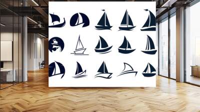 boat with waves element logo icon set. boat logo design template vector. Wall mural