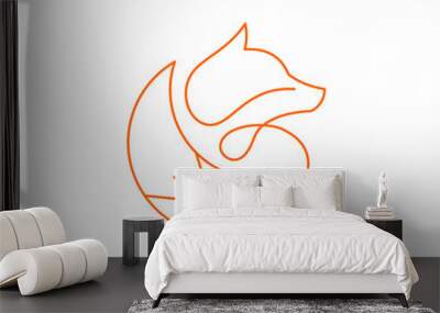 fox logo stock illustration. line art concept vector logotype.
 Wall mural