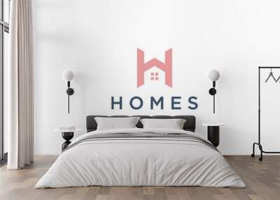 Initial letter H home house logo design. Vector illustration of H letter home shaped for company. Modern design flat icon template Wall mural