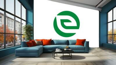 Letter E eco leaf logo icon design template elements Wall mural