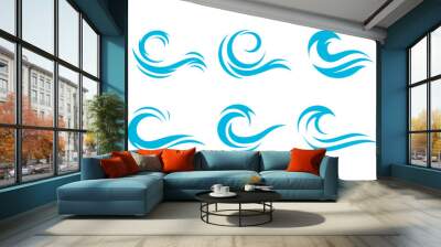 sea water wave logo design set, graphic element for logo	 Wall mural