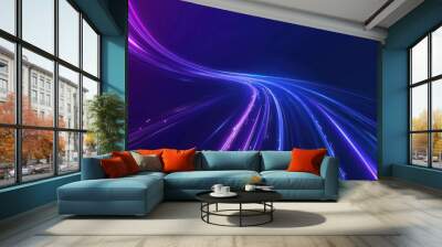 Abstract background ,speed Abstract neon lights,futuristic technology with lines for network, big data, data center, server, internet, ,digital technology tunnel. Wall mural