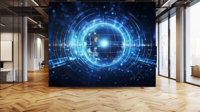 Abstract background of future technology concept for business solutions .circle, globe. Generative AI Wall mural