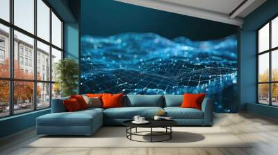 Abstract Blue Digital Landscape Wall mural