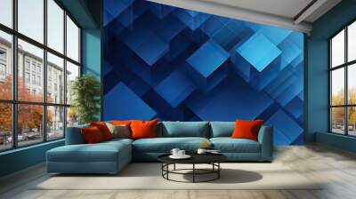 abstract blue squares background Wall mural