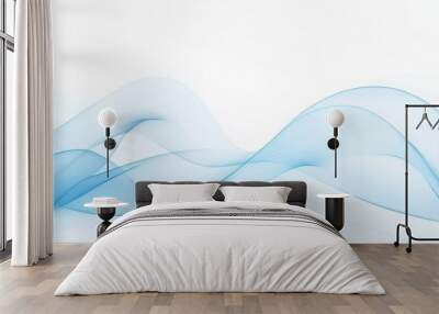 Abstract Blue Waves on White Background Wall mural