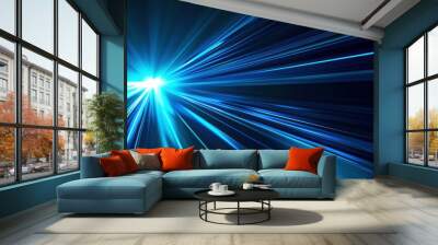 blue abstract background, technology light speed concept Wall mural