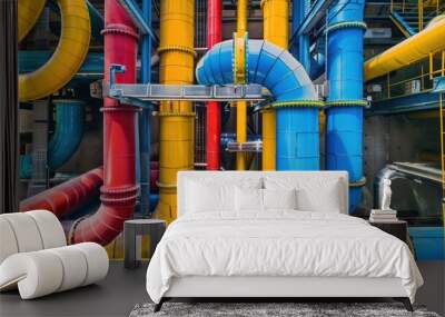 Colorful pipes in industry, pipes in gas factory Wall mural