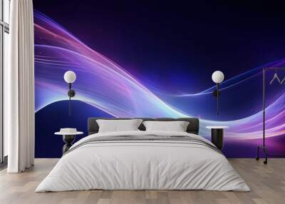 Futuristic neon light stripes. bright sparkling background. Neon purple sparkling wave lines.Purple glowing wave vortices, impulse cable lines. Wall mural