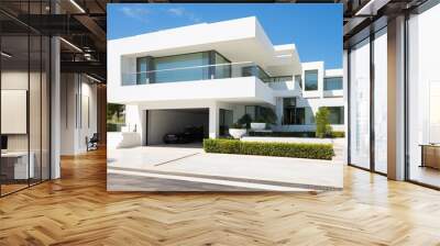 House design concept, house concept, villa, elegant house exterior in white. Wall mural