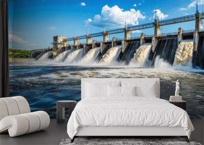 Hydroelectric Dam with Rushing Water Wall mural