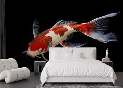 Red white black koi fish Wall mural