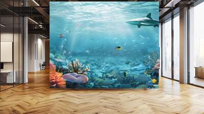 Underwater Paradise: A vibrant coral reef teeming with life Wall mural