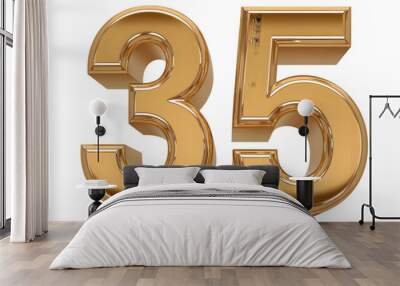 A 3D transparent representation of the number '35' in a shiny gold color
 Wall mural