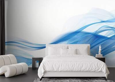 Abstract Blue Waves on White Background Wall mural