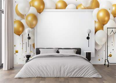 Celebration party Banner decoration with gold color balloon background. Rich Grand Opening Card. frame template. Used for templates or backgrounds, banners. Wall mural