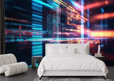 Digital Code Flow Wall mural