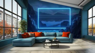 Neon Glow Over Mountains and Sea Wall mural