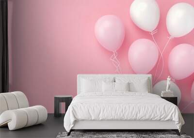 Pastel pink background balloon concept for copy space. Wall mural