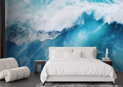 crashing vibrant blue ocean water waves background Wall mural