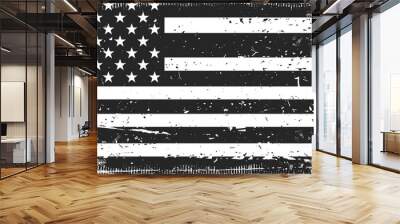 Vintage Black and White American Flag Art, Symbol of Patriotism Wall mural