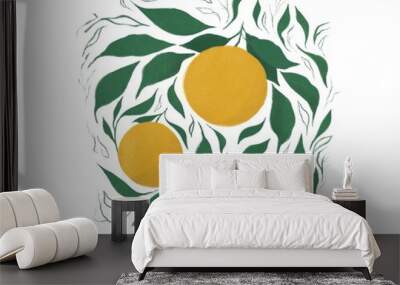 Illustration tropical fruit orange mandarin orange fruit plant Wall mural