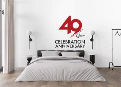 49th, 49 years, 49 year anniversary with red color isolated on white background, vector design for celebration vector Wall mural