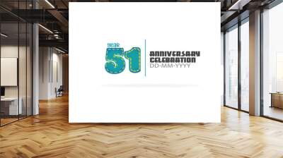 51th, 51 years, 51 year anniversary celebration fun style green and blue colors on white background for cards, event, banner-vector Wall mural