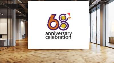 68 year anniversary celebration abstract style logotype. anniversary with purple, yellow, orange col Wall mural