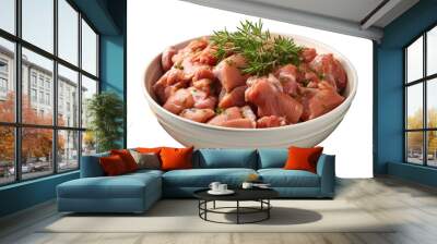 a png of Pieces of raw chicken meat in bowl Wall mural