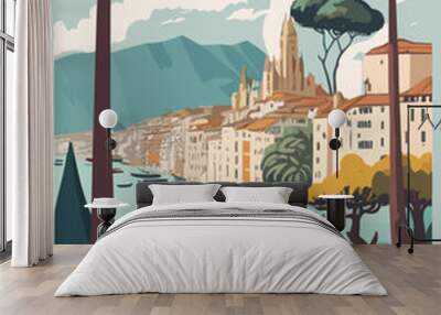 Nice, France vintage poster design concept Wall mural