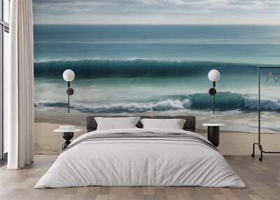 beautiful sandy beach and soft blue ocean wave Wall mural