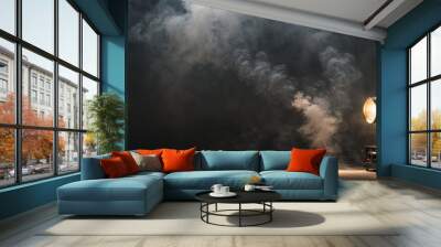 theater spot light with smoke against grunge wall Wall mural